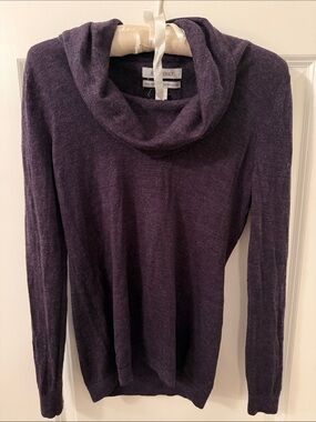 Purple Cowl-Neck 100% Wool Sweater - Ellen Tracy